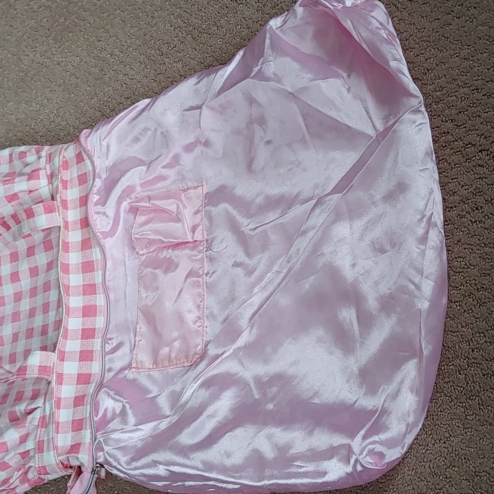Sanrio Large Hello Kitty Pink Checkered Gingham zippered Tote Bag - Picture 7 of 9